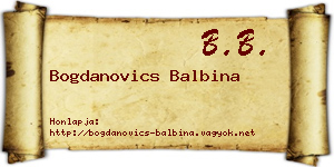 Bogdanovics Balbina névjegykártya